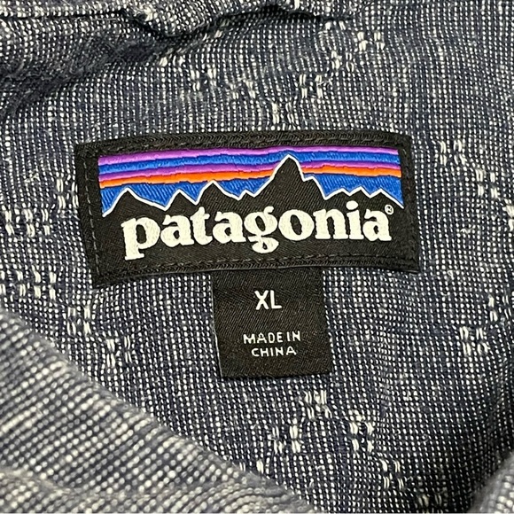 Patagonia Men Back Step Short Sleeve Shirt Hemp Cotton Button Up Blue Sx XL - Picture 5 of 9